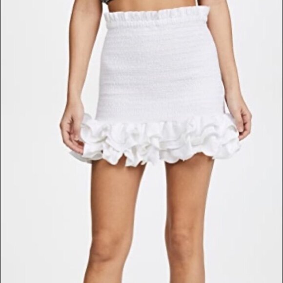 Petersyn Barrett Skirt White Smocked Mini XS - Picture 1 of 9